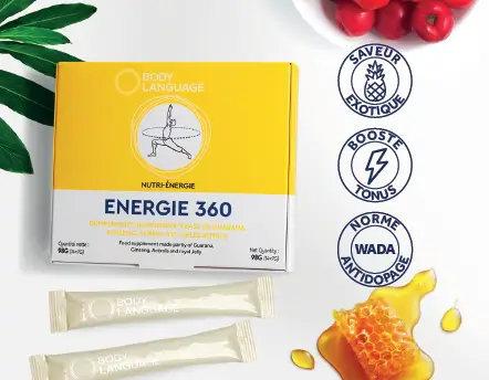 Une boîte d'Energie 360, la solution fatigue chronique, avec du ginseng et du guarana pour retrouver le tonus.