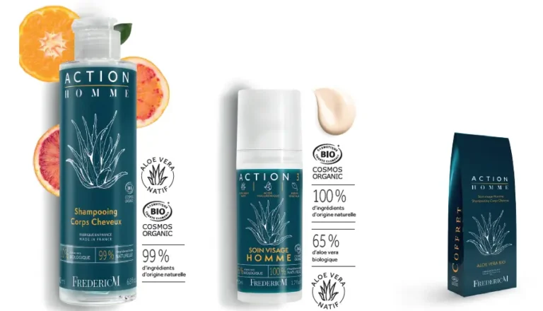 Coffret cadeau homme bio Action 3 avec shampooing et soin visage naturel