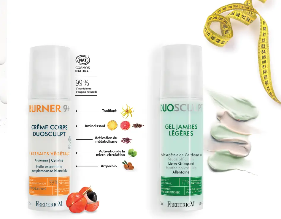 Crème minceur naturelle Burner 9+ et Gel Jambes Légères Frédéric M