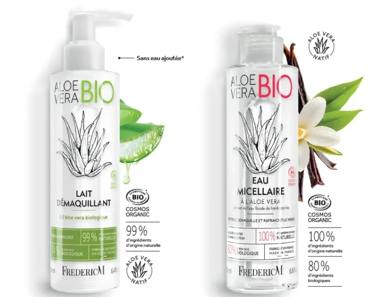 Duo Lait Démaquillant et Eau Micellaire Bio Aloe Vera Sans Eau Ajoutée