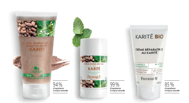 Gamme complète soin pieds Karité Bio : Gommage, Stick et Crème réparatrice
