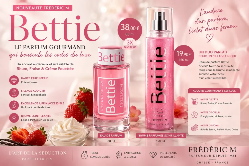 Eau de parfum Bettie Frédéric M : le meilleur parfum gourmand haut de gamme accessible