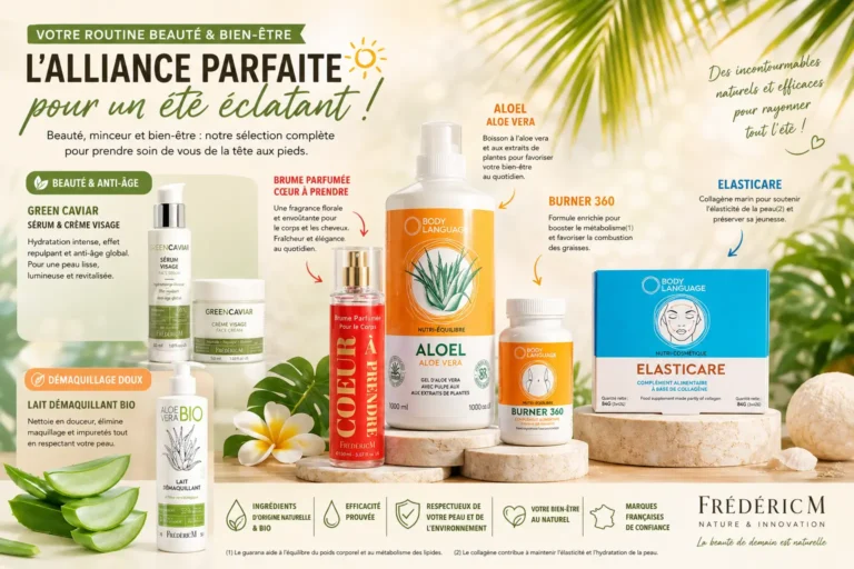 Femme se vaporisant une brume rafraîchissante pour sa routine beauté été Frédéric M