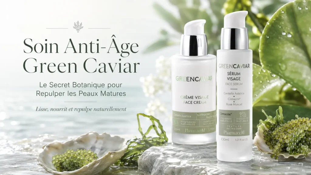 routine soin anti-âge green caviar sérum et crème visage vegan Frédéric M